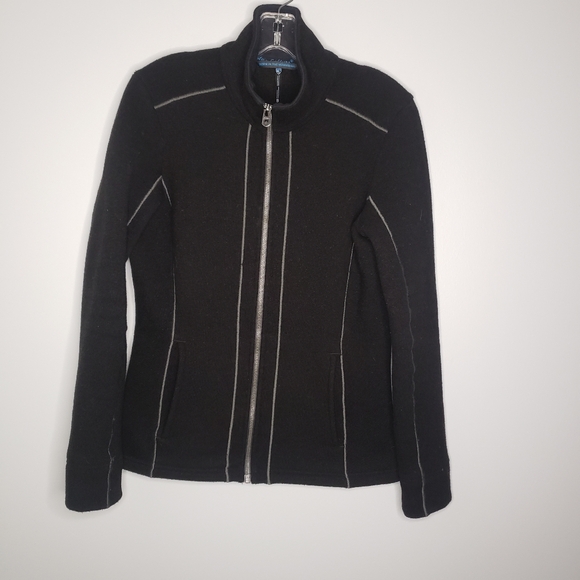 Kuhl Womens Size S Stella Alfpaca Fleece Full Zip Sweater Jacket Black P… - Picture 1 of 15